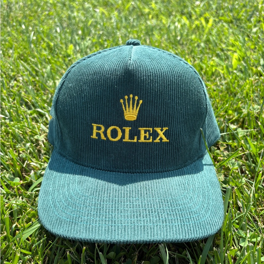 Vintage rolex Green Corduroy strapback hat
